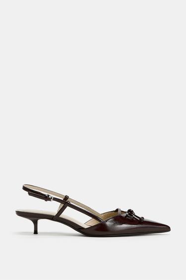 BOW SLINGBACK SHOES - Burgundy Red by Zara - Image 0
