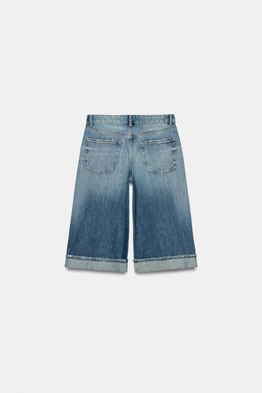 TRF MID-WAIST RIPPED DENIM JORTS - Blue by Zara - Image 4