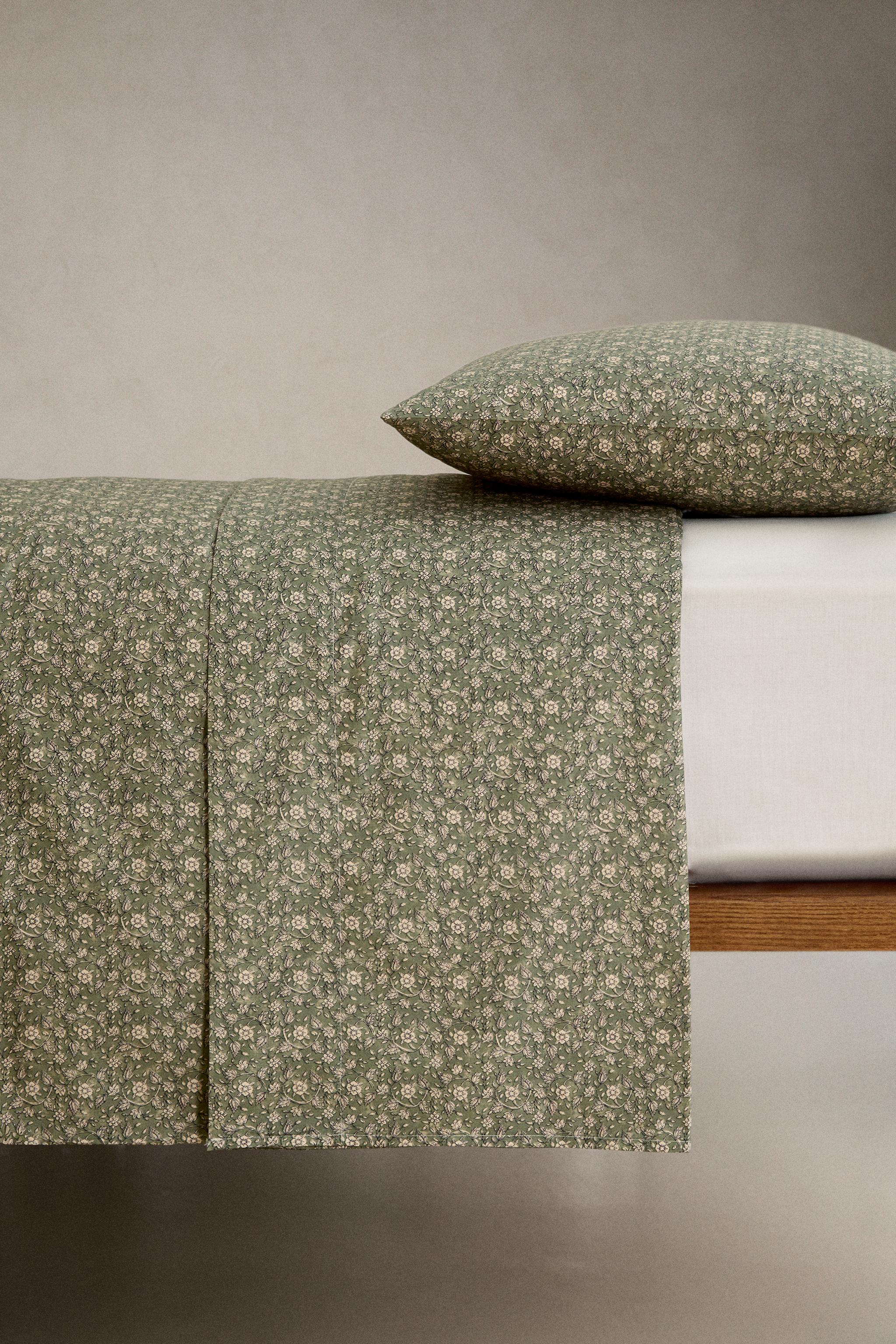 (200 THREAD COUNT) COTTON PERCALE FLORAL DUVET COVER