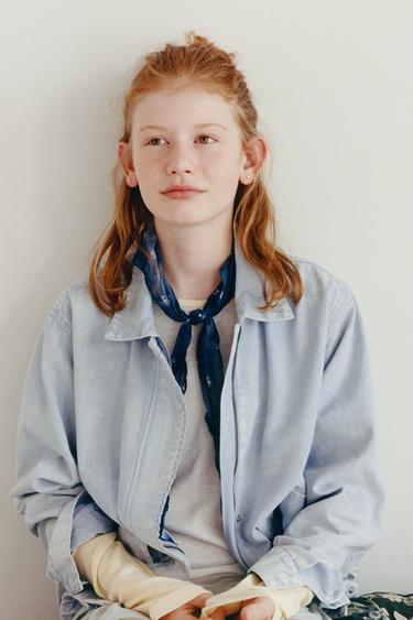 LACE TRIM DENIM JACKET - Light blue by Zara