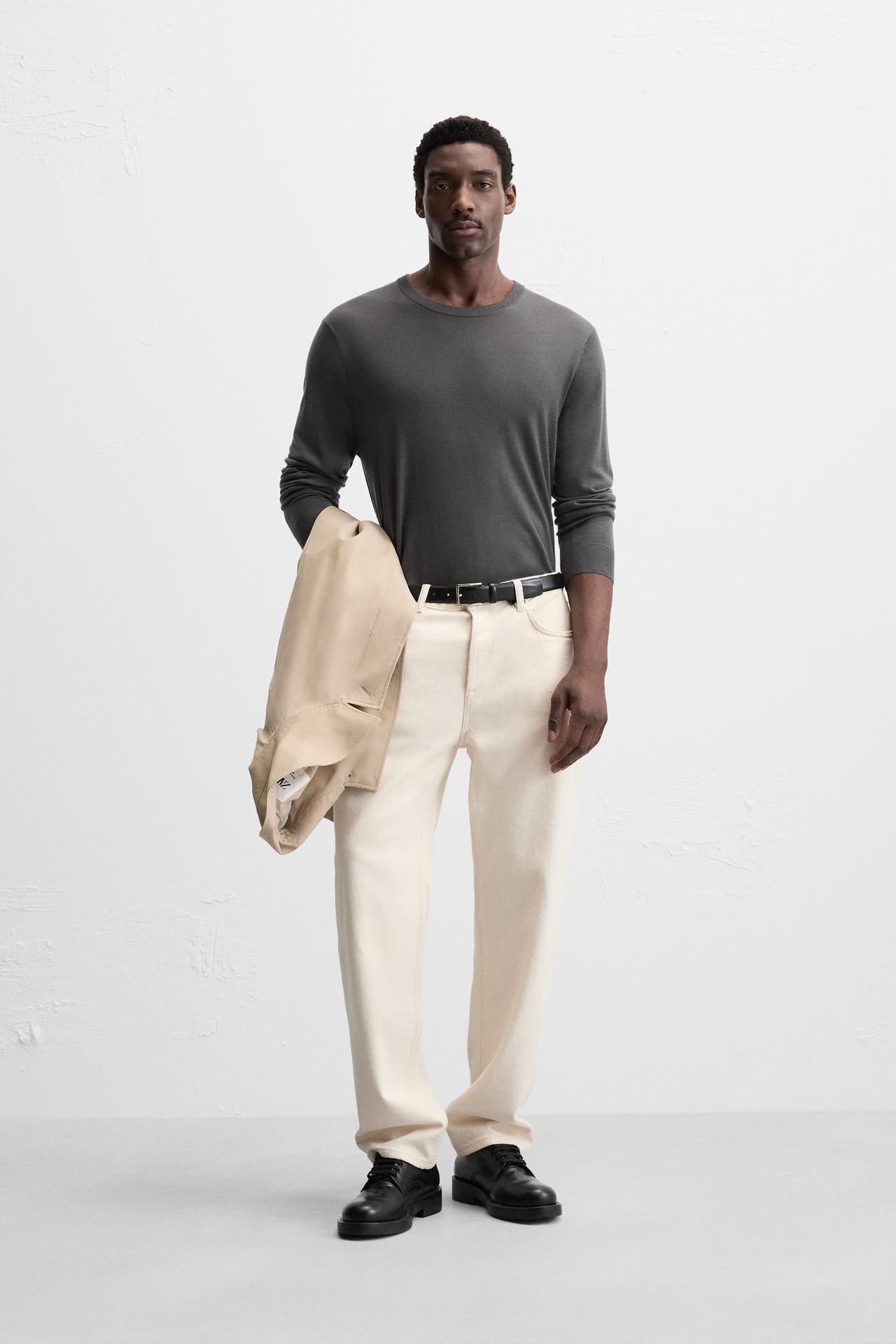 Zara MERCERIZED WOOL SWEATER - Gray
