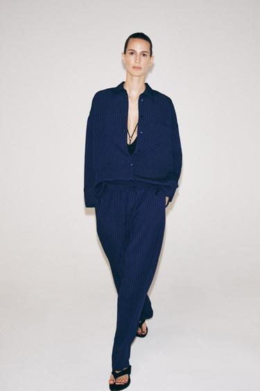 بنطلون بيجاما بنية ZW COLLECTION - بحري الخاص بـ Zara - صورة 0