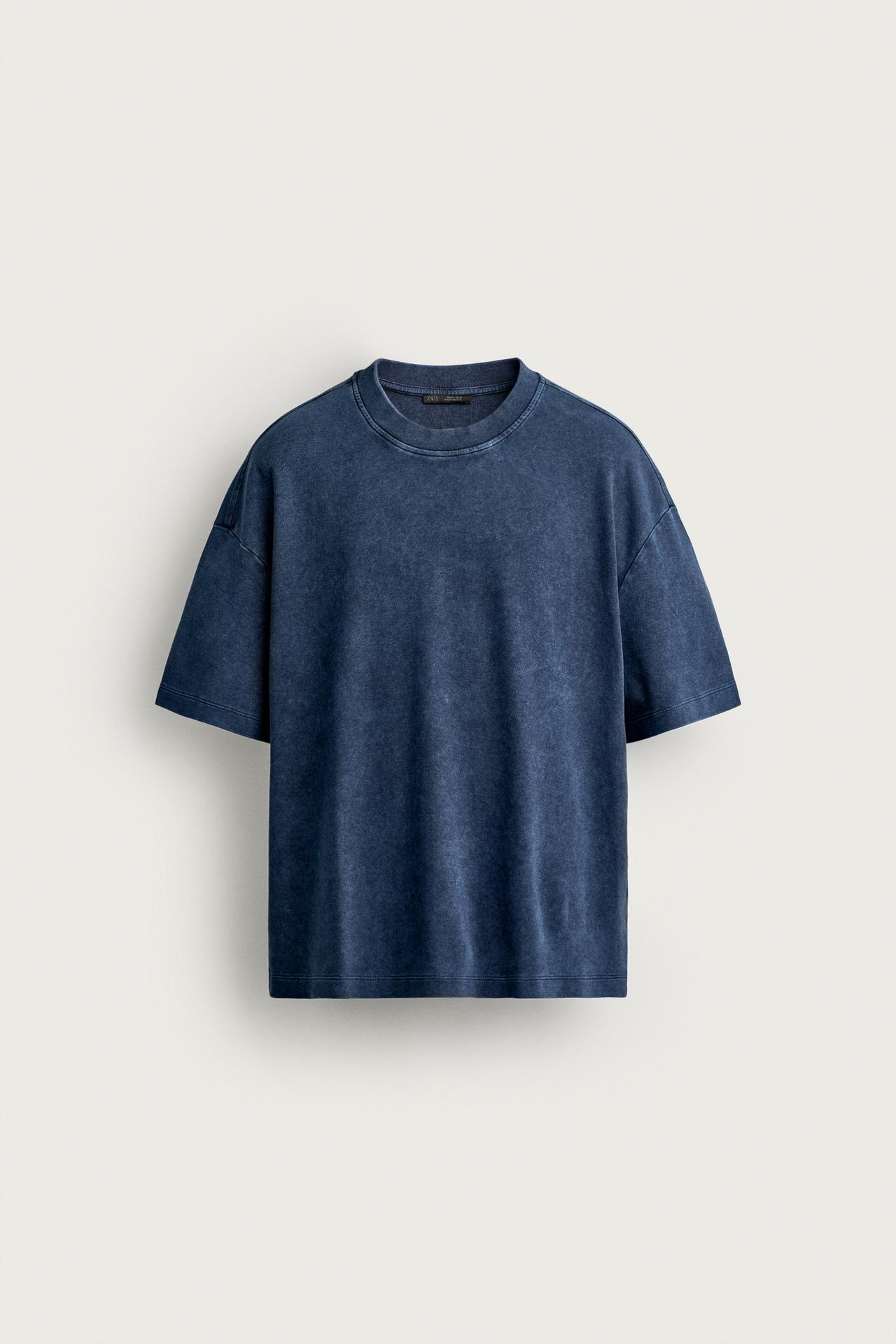 BASIC WASHED RELAXED FIT T-SHIRT — Blue / Grey