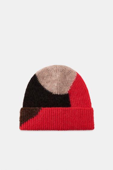 GORRO BEANIE PUNTO ESTAMPADO - Rojo de Zara