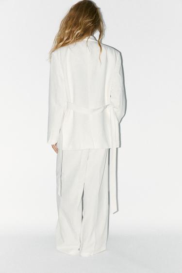 BLAZER OVERSIZE CEINTURE - Écru de Zara - Image 5