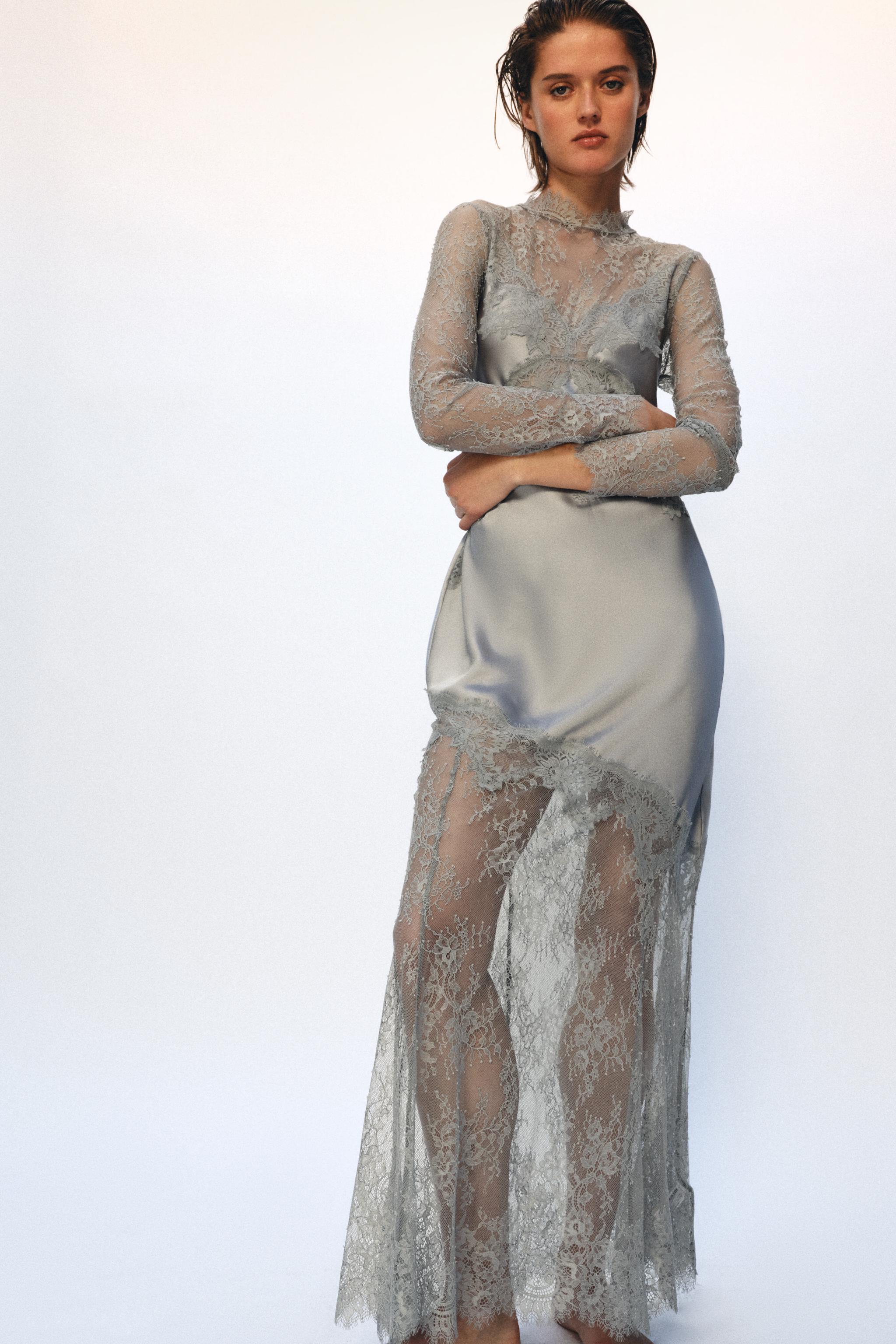 ZW COLLECTION SATIN EFFECT LACE DRESS