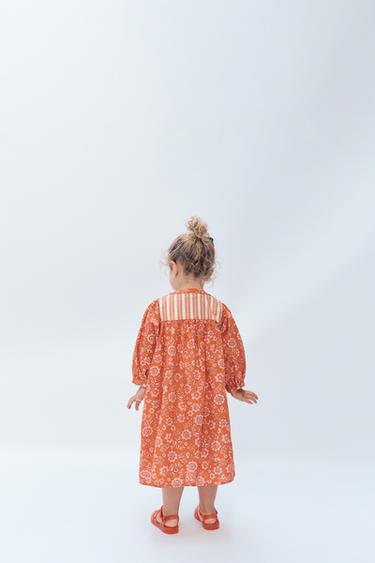 2-14 YEARS / LIMITED EDITION FLORAL KAFTAN DRESS - Orange by Zara - Image 4
