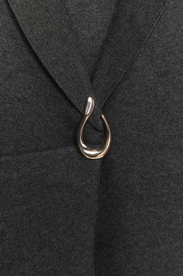 VESTE EN MAILLE FERMOIR - Gris de Zara - Image 6