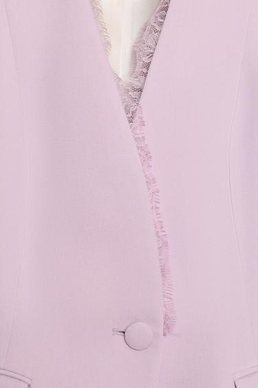 VESTE AJUSTÉE EN DENTELLE À ÉPAULETTES - Lilas de Zara - Image 8
