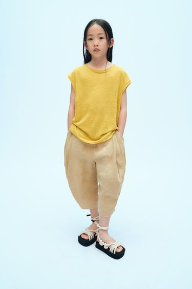 LINEN T-SHIRT X FANGLU LIN - Ochre by Zara - Image 0