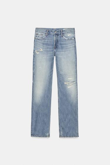 TRF MID-RISE RIPPED STRAIGHT-LEG JEANS - Light blue by Zara - Image 5