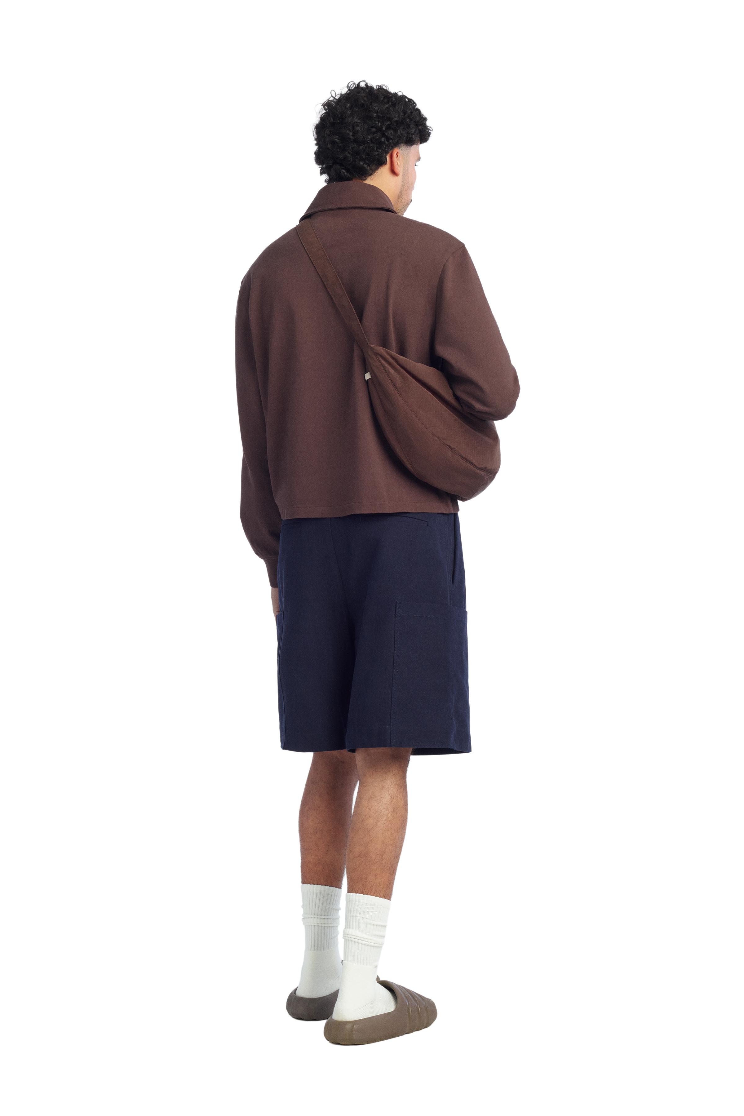 FABRIC SHOULDER BAG — Brown
