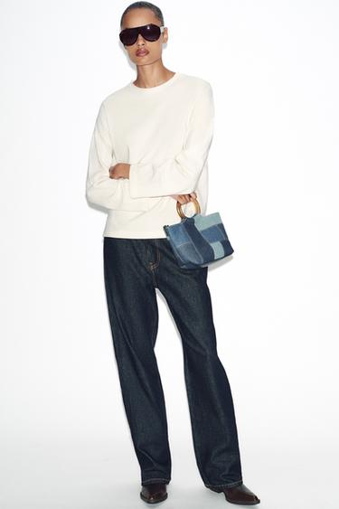 BLUZË ME TEKSTURË MËNGË TË GJATA - E bardhë e thyer nga Zara