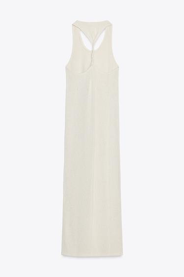 ROBE LONGUE EN MAILLE AJOURÉE - Sable de Zara - Image 6