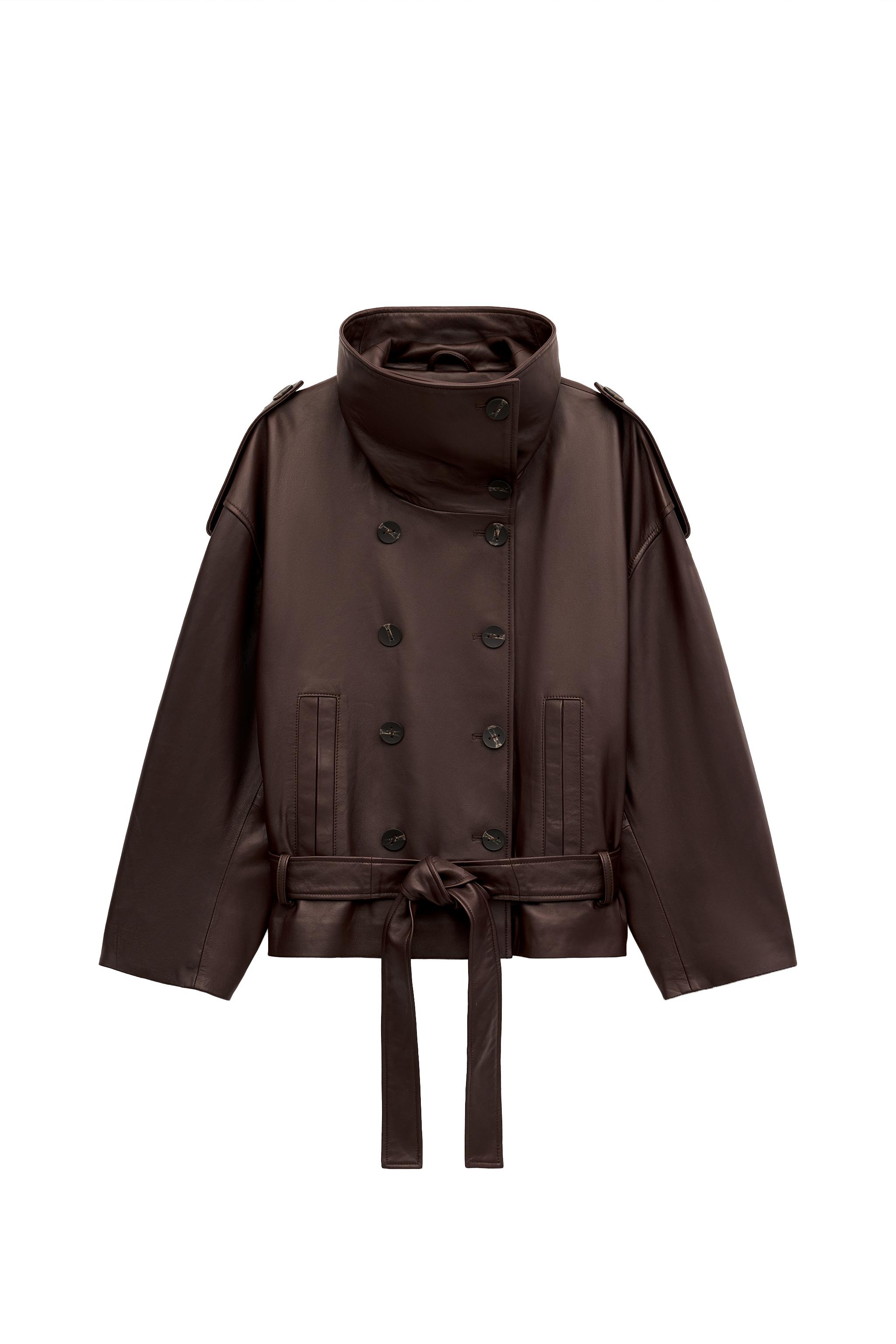 100%レザー ベルトジャケット - ディープパープル | ZARA Japan / 日本