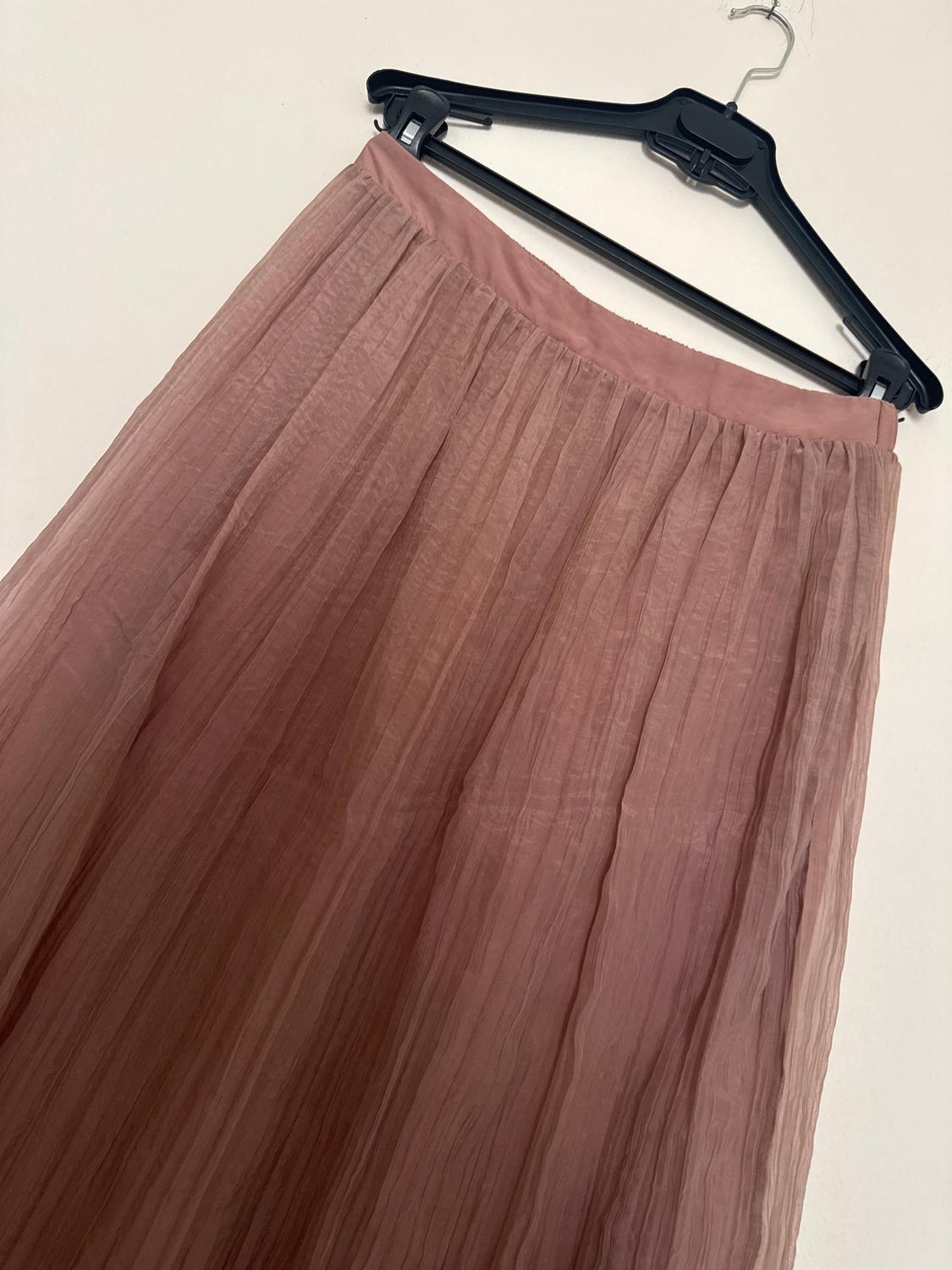 CREASED-EFFECT MIDI SKIRT - Image 2