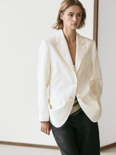 Americana traje lino - Blanco roto de Zara