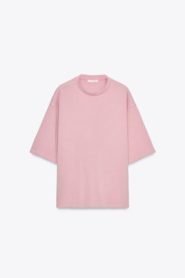 Zara WASHED EFFECT INTERLOCK T-SHIRT - Dusty pink