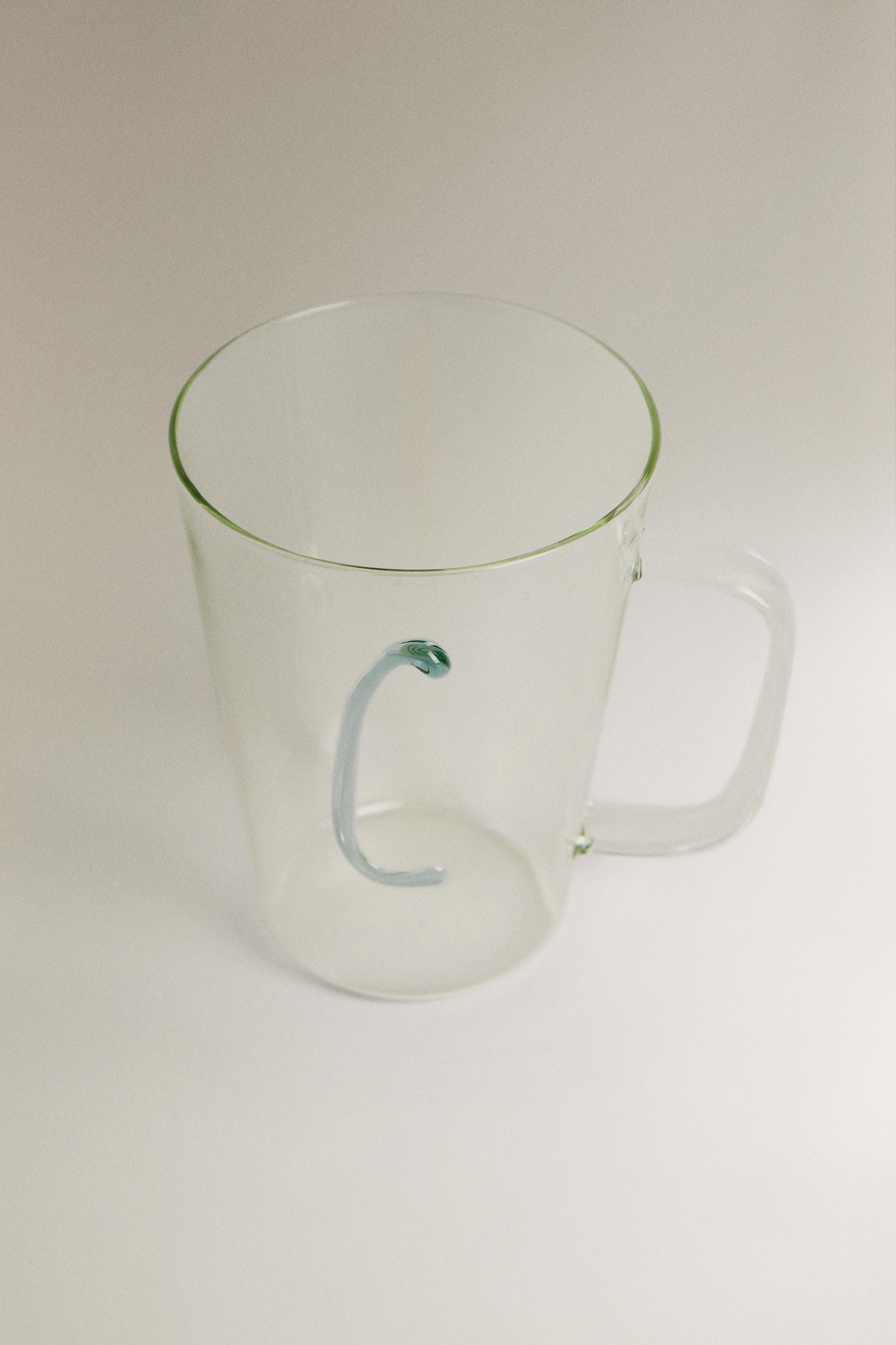 BOROSILICATE MUG WITH INITIAL C — Light turquoise