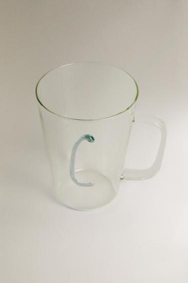 BOROSILICATE MUG WITH INITIAL C — Light turquoise 2