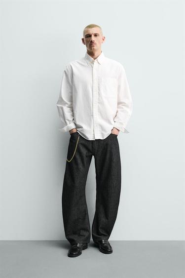 Zara 桶型牛仔褲 - 黑色 - 圖片 0