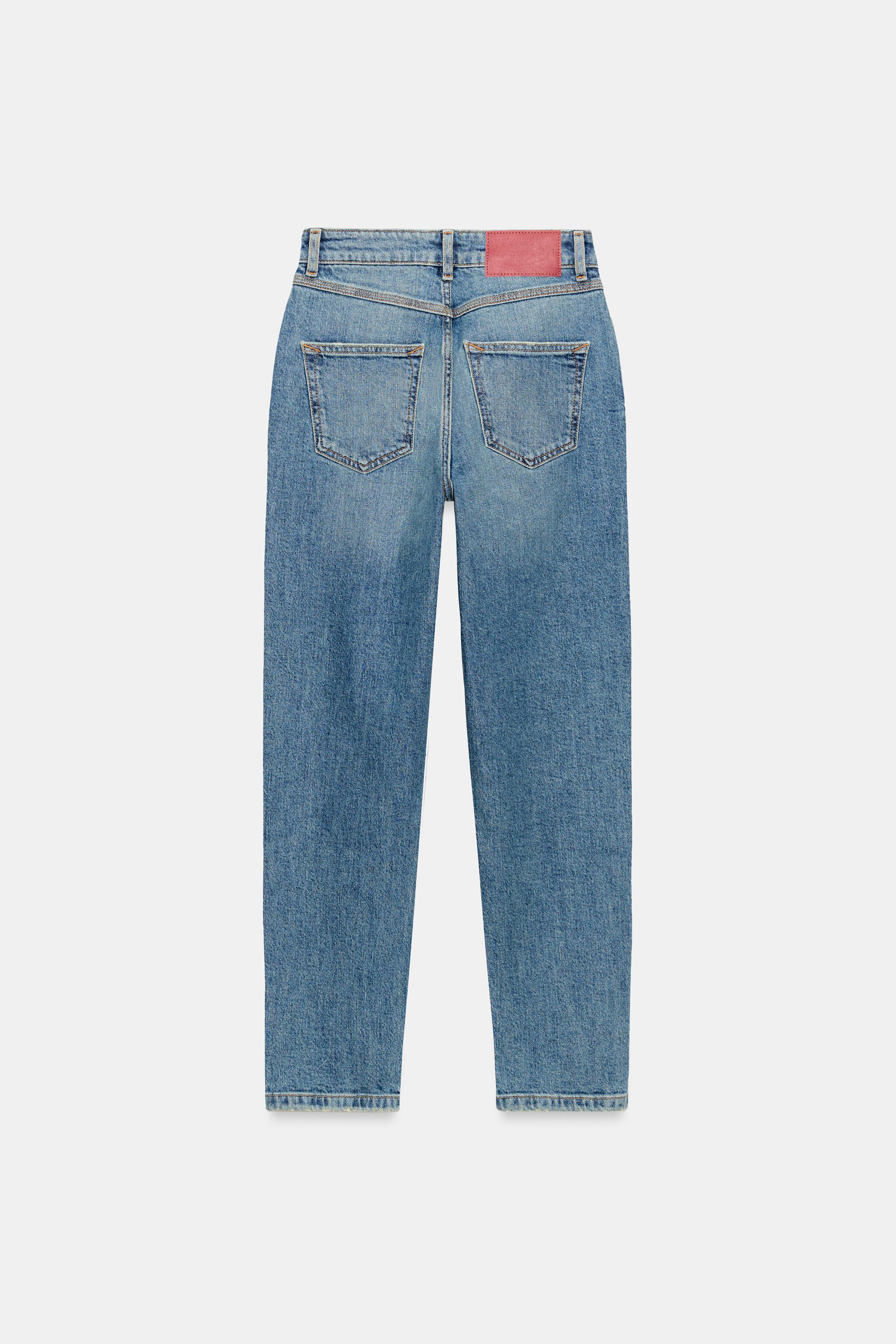 Z1975 ハイウエストマムフィットデニムパンツ - インディゴブルー