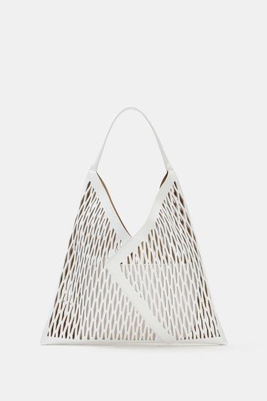 OPENWORK LEATHER TOTE BAG -  by Zara