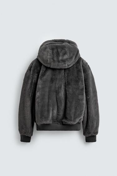LEATHER EFFECT REVERSIBLE BOMBER JACKET - Anthracite Grey by Zara - Image 9