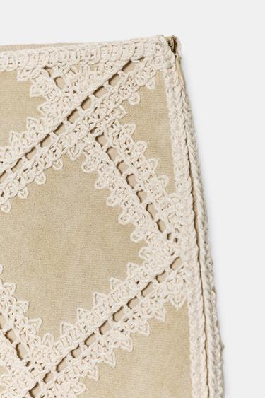 CROCHET PATCHWORK SKIRT - Ecru by Zara - Image 9