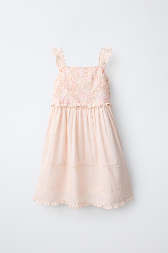 EMBROIDERED DRESS - Pale pink by Zara - Image 0