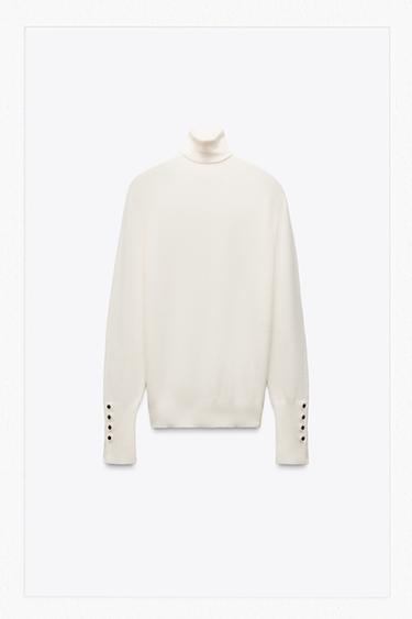 PLAIN KNIT SWEATER WITH BUTTONS - Ecru by Zara