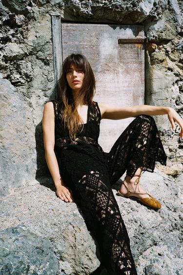 Zara CROCHET PANTS - Black