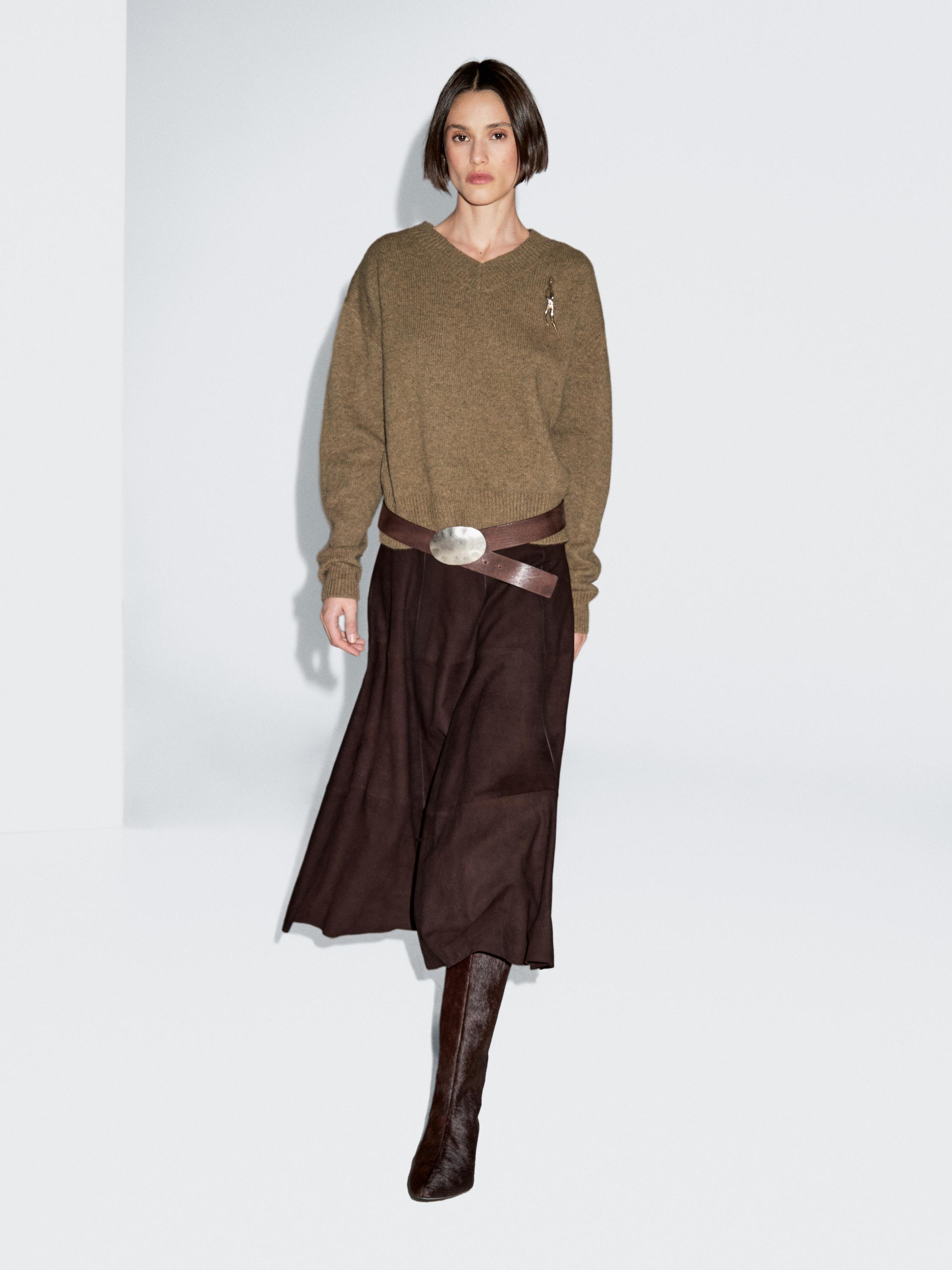 Pull en maille 100 % laine à col V