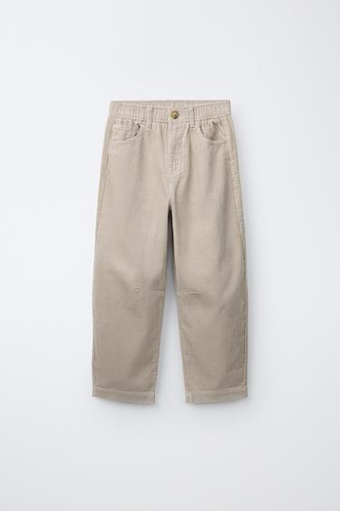 CORDUROY BARREL TROUSERS - Dark beige by Zara