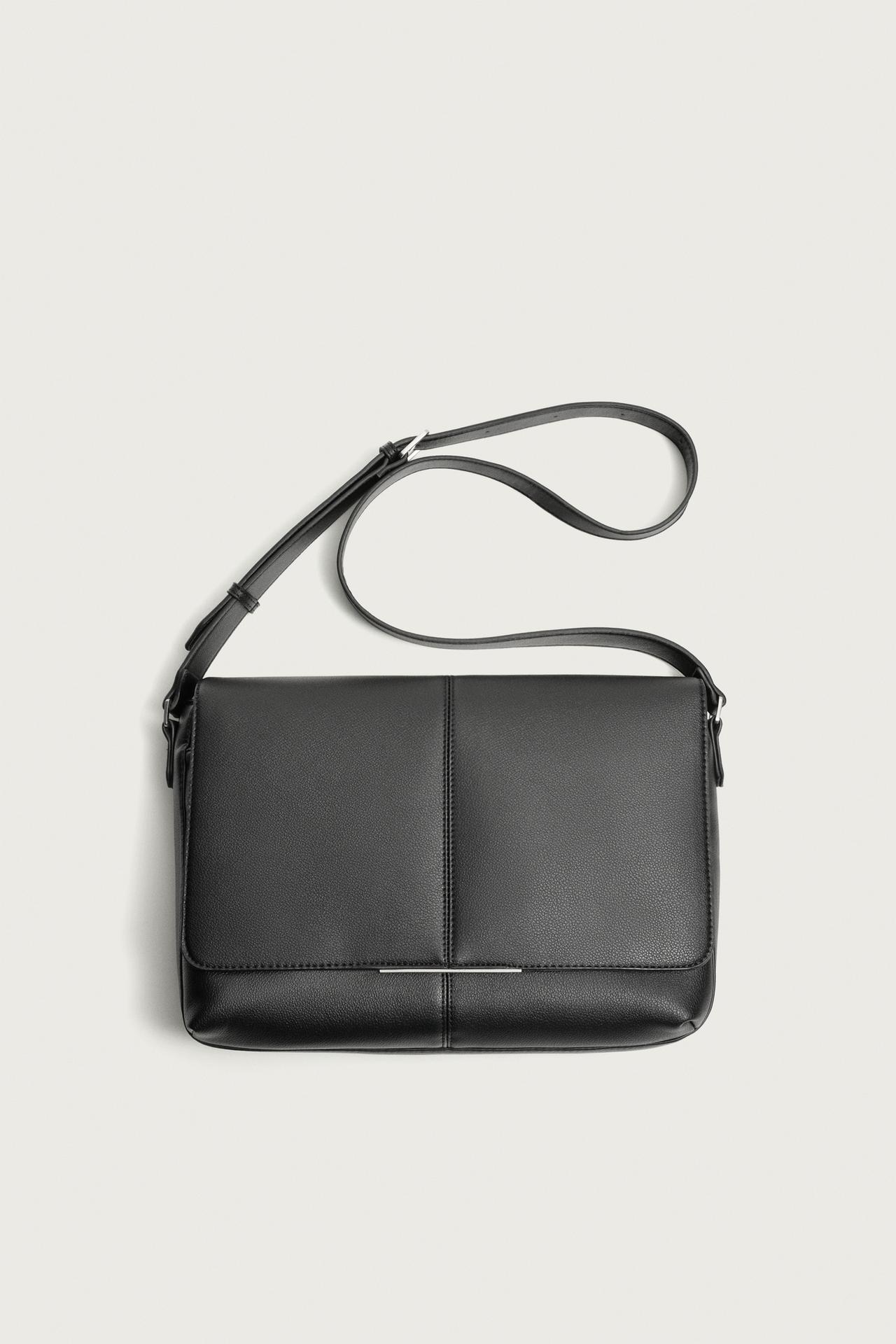 FLAP CROSSBODY BAG — Black