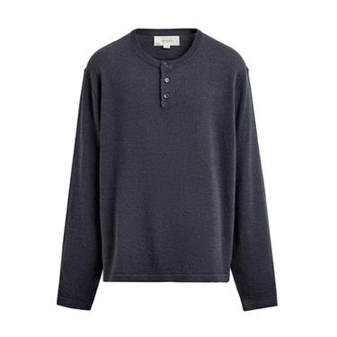 LINEN-WOOL HENLEY JUMPER - Dark indigo by Zara