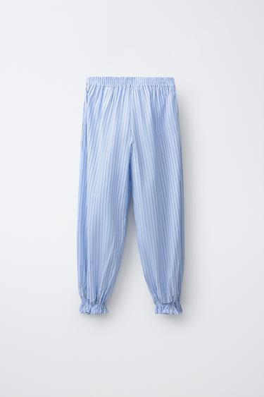 PANTALON BOUFFANT À RAYURES - Bleu de Zara - Image 1