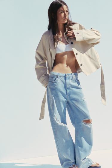 JEANS TRF BAGGY ROTOS TIRO MEDIO - Azul claro de Zara