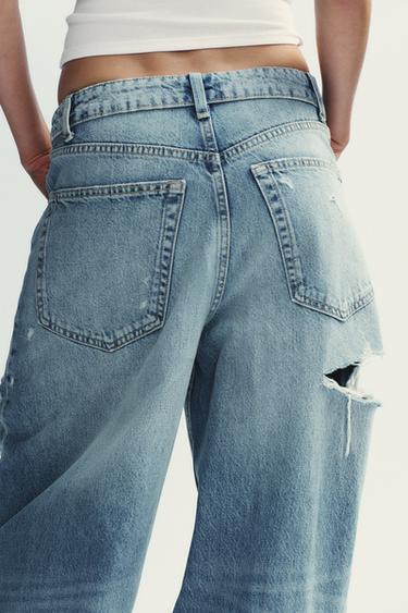 JEAN TAILLE MOYENNE TRF CEINTURE PLIÉE - Bleu clair de Zara - Image 4