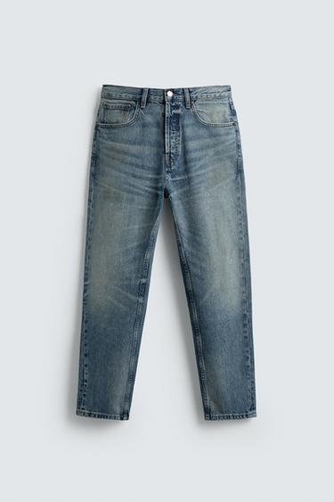 SLIM FIT CROPPED JEANS - Mid-blue by Zara