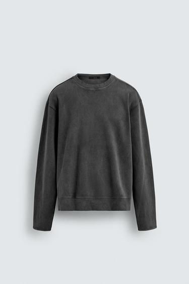 WASHED STRUCTURE SWEATSHIRT - Anthracite grey by Zara