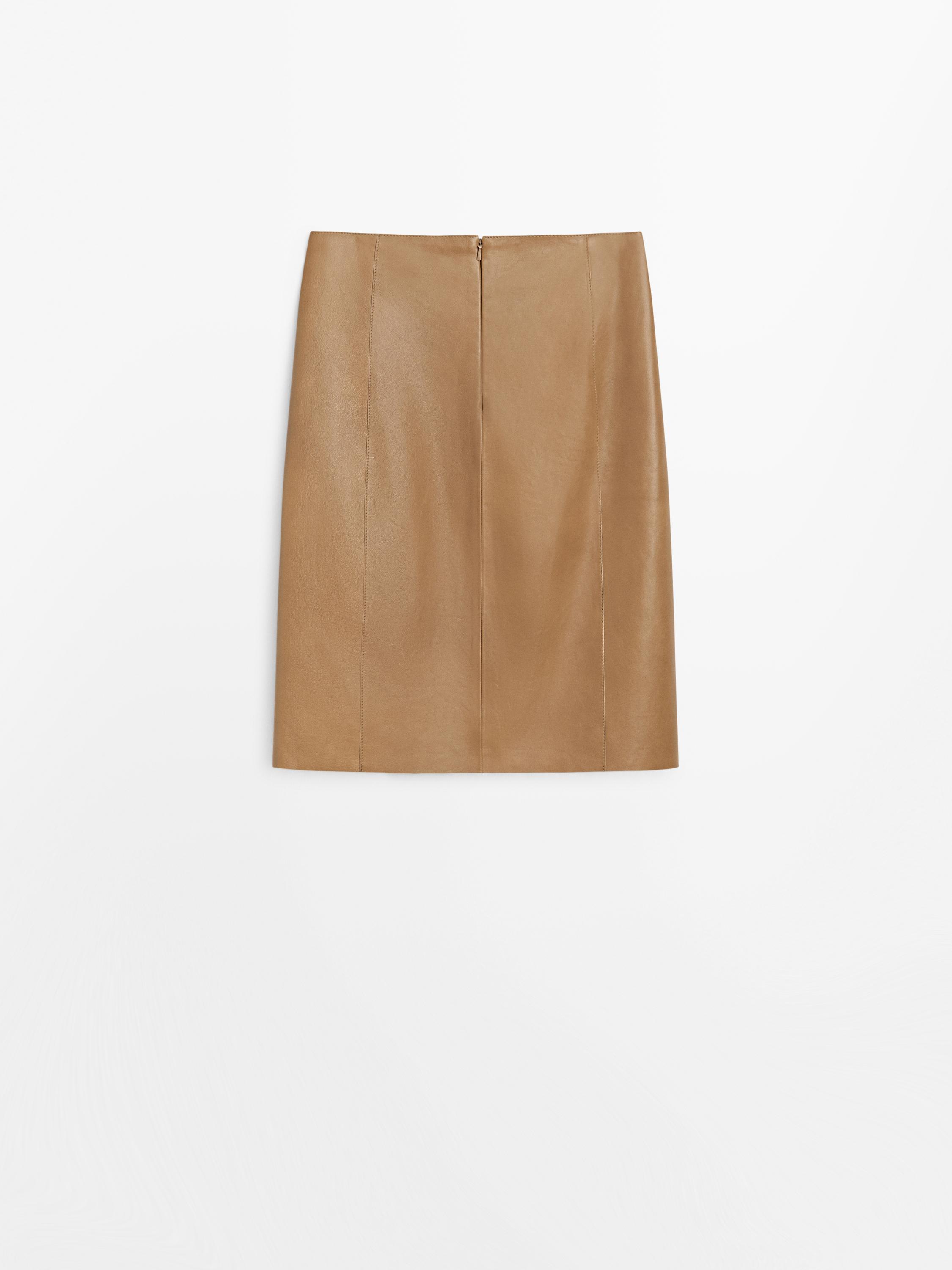 Nappa leather mini skirt