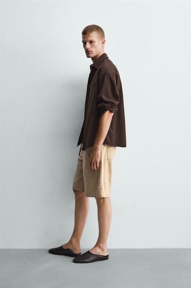 BERMUDA RELAXED FIT À CEINTURE - Beige foncé de Zara - Image 3