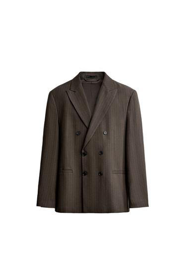 BLAZER CRUZADA TRAJE RAYA DIPLOMÁTICA - Marrón de Zara