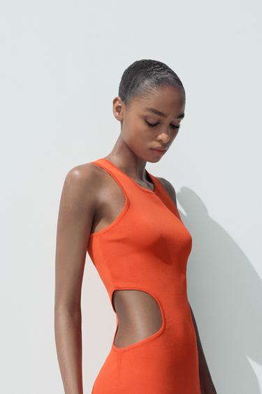 MINIKLEID AUS STRICK MIT CUT-OUTS - Orange von Zara