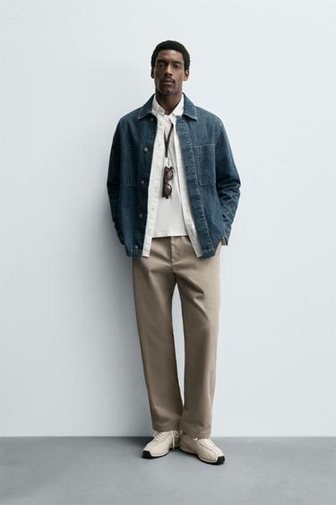TEXTURED STRAIGHT-LEG TROUSERS - Beige by Zara - Image 0