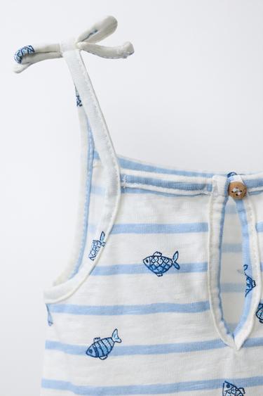 BODY COMBINÉ RAYURES ET POISSONS - Blanc de Zara - Image 3
