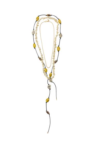 PAQUET DE 3 COLLARETS DE CORDÓ AMB CONXES DE CERÀMICA - Multicolor de Zara