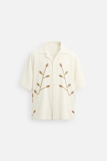 CONTRAST EMBROIDERY SHIRT - Yellow by Zara - Image 6