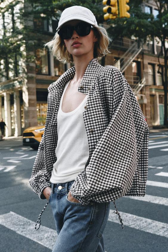 CHECK JACKET - Brown / Ecru by Zara - Image 0